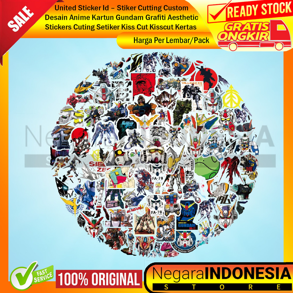 United Sticker Id – Stiker Cutting Kartun GUNDAM Anime Stickers DIY Skateboard Laptop Gitar Buku Gra