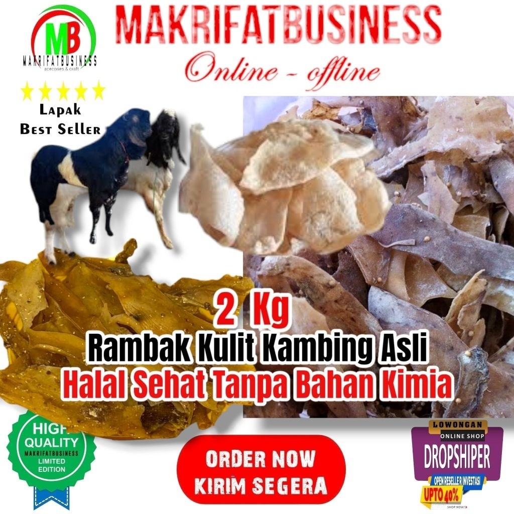 

IMRON PRIBADI Paket 2 Kg Rambak Kulit Kambing Asli Fermentasi Rempah Rempah Tanpa Bahan Pengawet dan Bahan Kimia