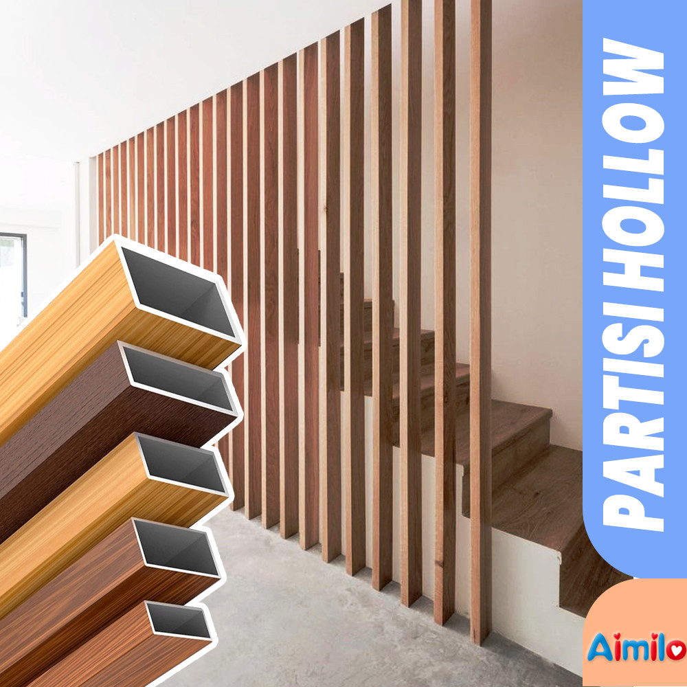 Partisi Hollow WPC Kisi Kisi PVC 2,9 Meter Pembatas Mushola Rumah Ruangan Minimalis Penyekat Ruangan