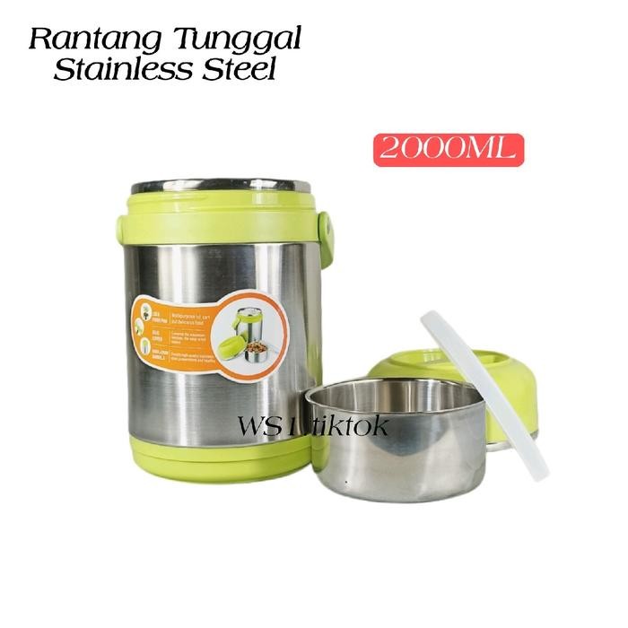 WS1 Lunch Box Rantang Termos Nasi  Lauk 2000ML Stainless Steel Tahan Panas 3 Jam