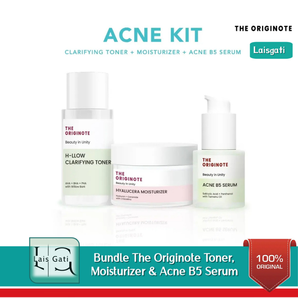 BUNDLE 3in1 The Originote Paket Skincare Moisturizer Serum Toner - ACNE KIT