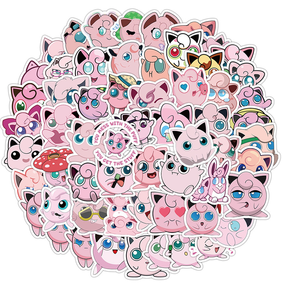 

10/30/60PCS Kawaii Pokemon Pink Jigglypuff Stickers Cute Decals Decoration DIY Skateboard Bike Phone Notebook Fridge Kids Toys