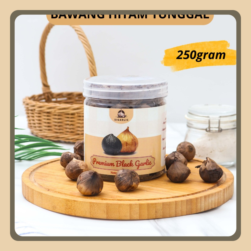

Black Garlic Tunggal 250GRAM - Bawang Hitam Lanang