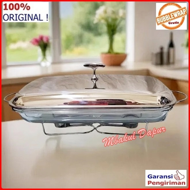 Wadah Saji Kaca Anti Panas Prasmanan Kaca Anti Panas Wadah Saji segi 3 Liter Tahan Panas