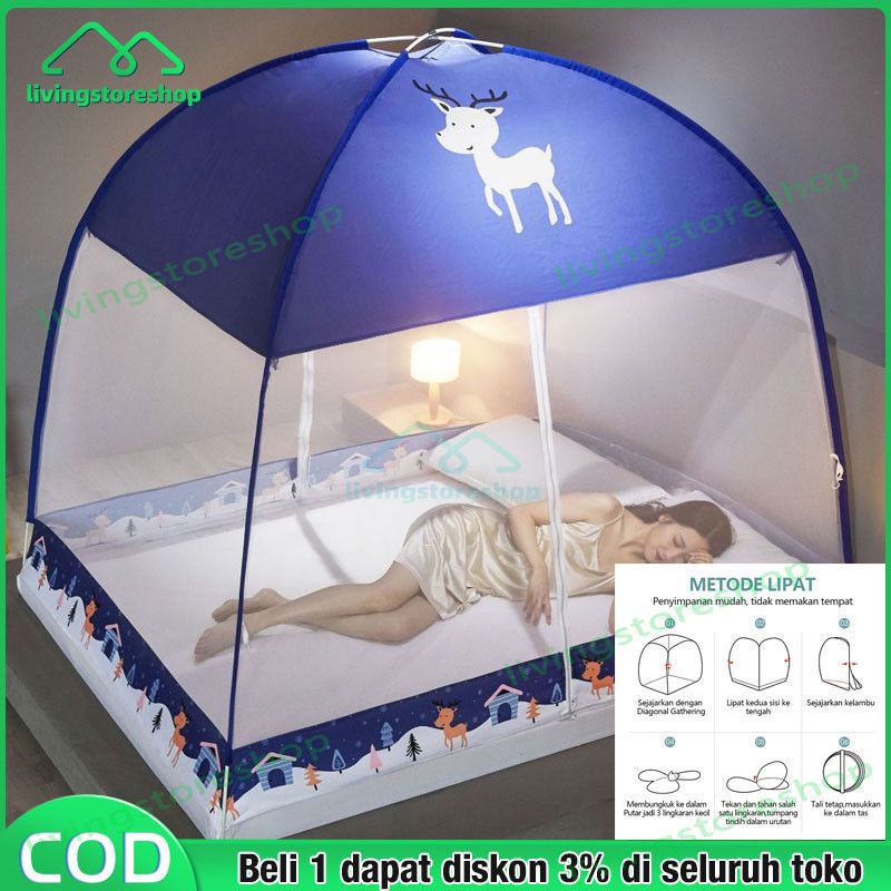 kelambu tidur Portable 120x200 /180x200/200*220CMKelambu Lipat Kelambu Tempat Tidur Dewasa Anti Nyam