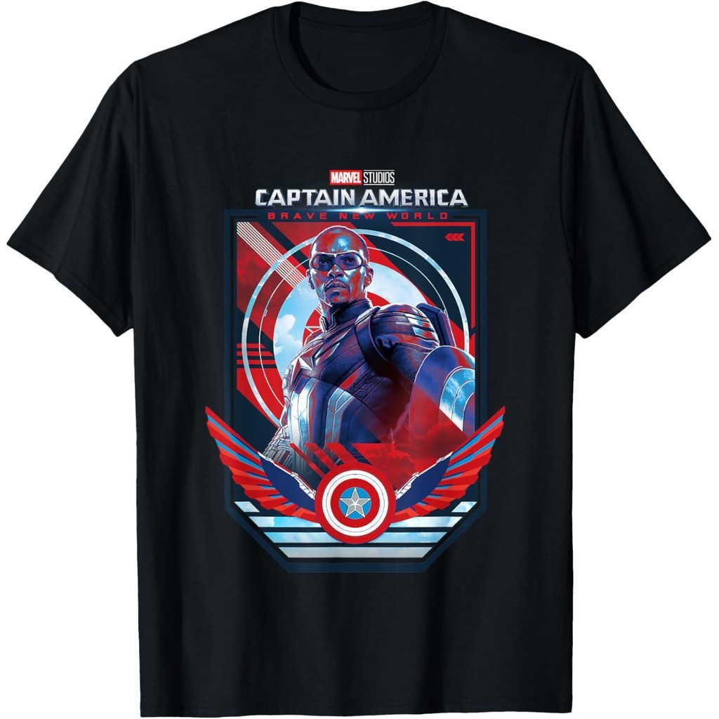 Baju Kaos  Marvel Captain America Brave New World New Cap Poster T-Shirt