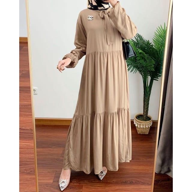 Gamis Hera Midi Dress Wanita - Mocca