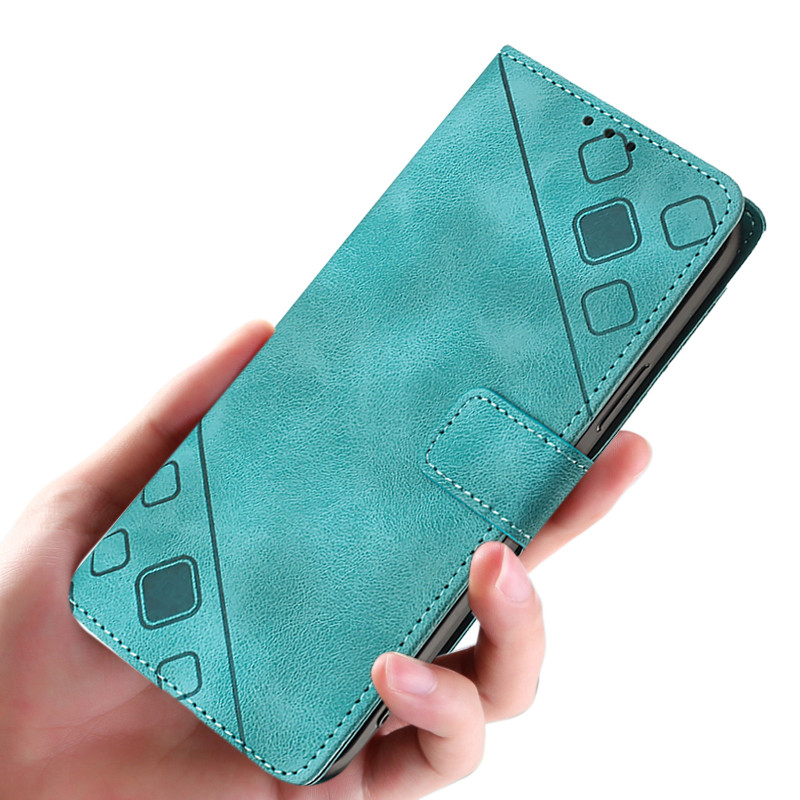 For iPod Touch 5/6/7th Generation Phone case PU Leather Flip Simple Stylish Emboss Checked Pattern W