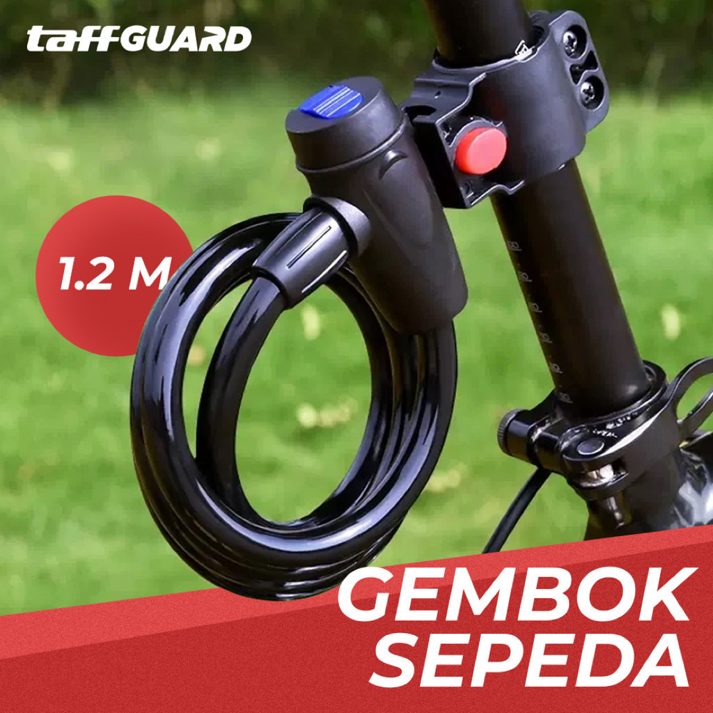 Kunci Gembok Tali Kabel Sepeda Bicycle Safety Security Lock 1.2 Meter TaffGUARD 2006 / Cable Lock Pe