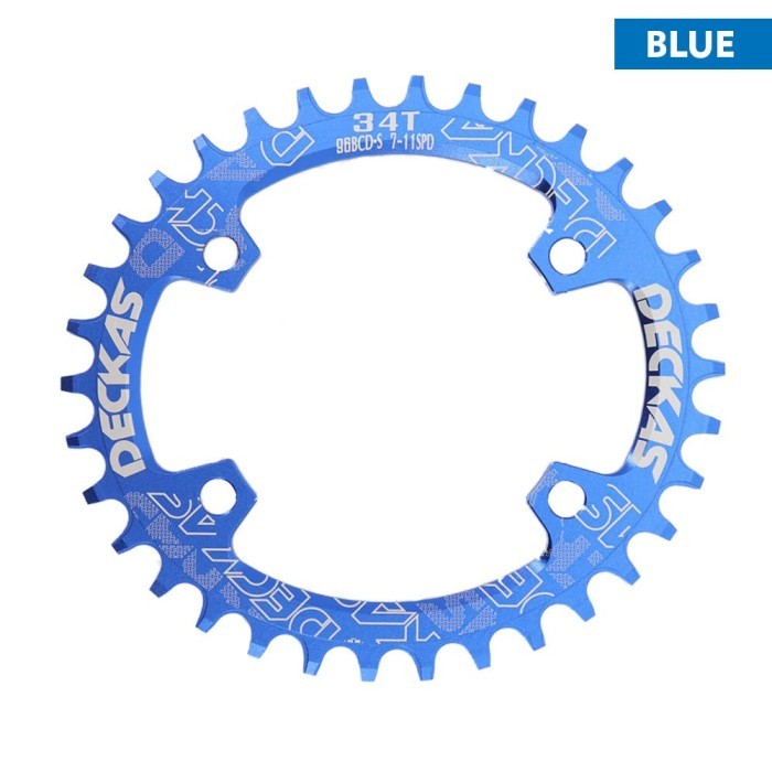 Chainring DECKAS OVAL BCD96 Asimetris 32T 34T 36T 38T- Narrow Wide - Blue, 38T