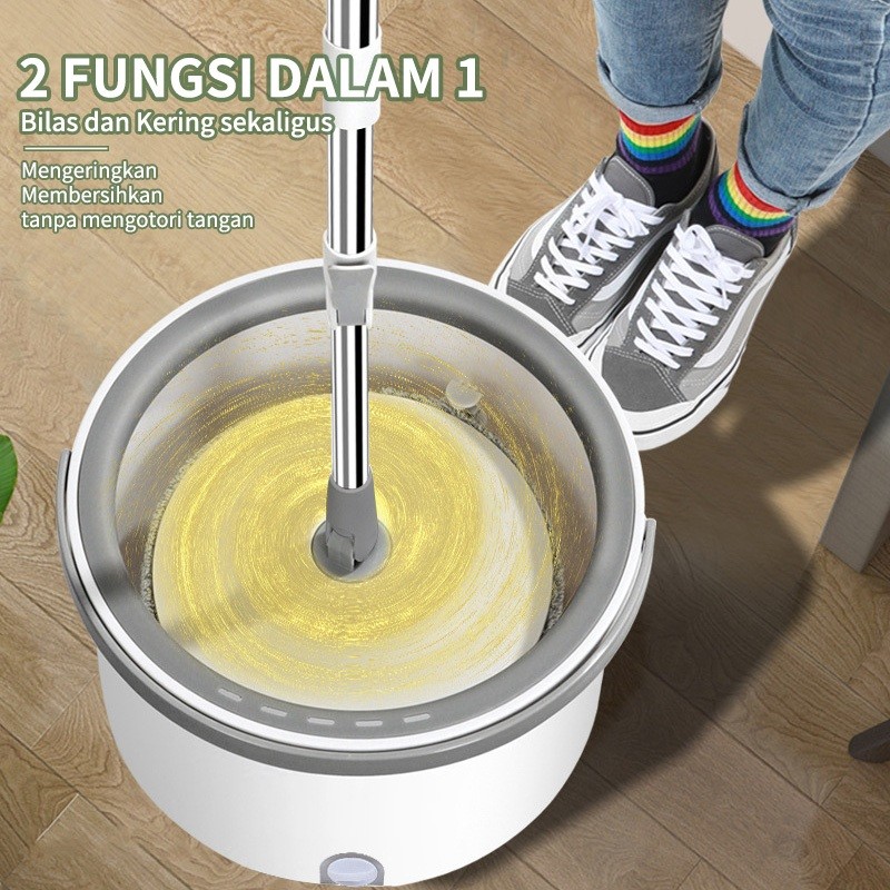 KAMEJING GM Bear Alat Pel Lantai Putar Otomatis Tanpa Peras 1367 - Spin Mop Pel Pelan Lantai