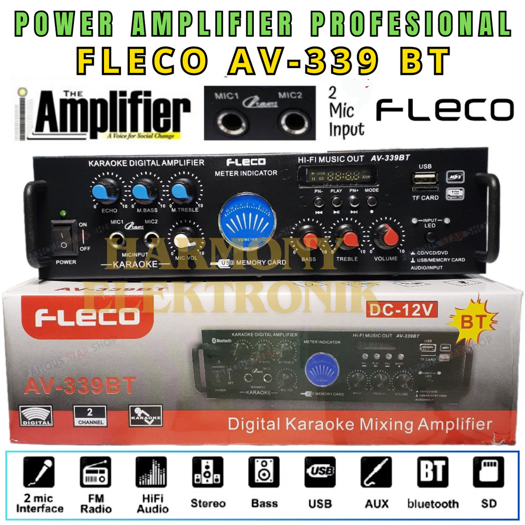 SERBA COD Amplifier Bluetooth Fleco Av-339 Bt Stereo/Bass/Treble/Echo/Dual | Ampli Fleco Av-339 Bt A