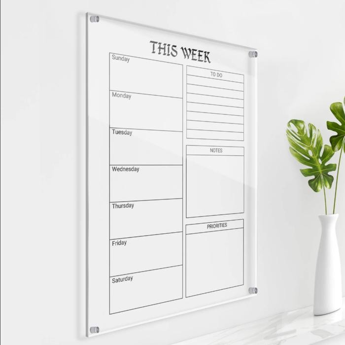 

AHHA Daily Planner Akrilik Weekly Planner | Papan Schedule Acrylic - 21x30