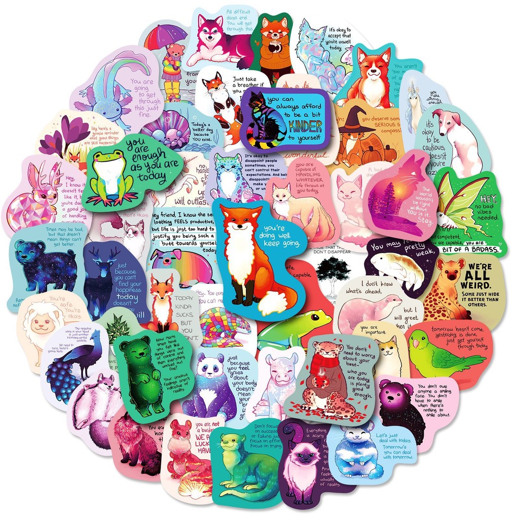 

50pcs Motivational Stickers, Teenagers Inspirational Stickers, Healing Texter Decals for Kettles Laptop Diary Scrapbook