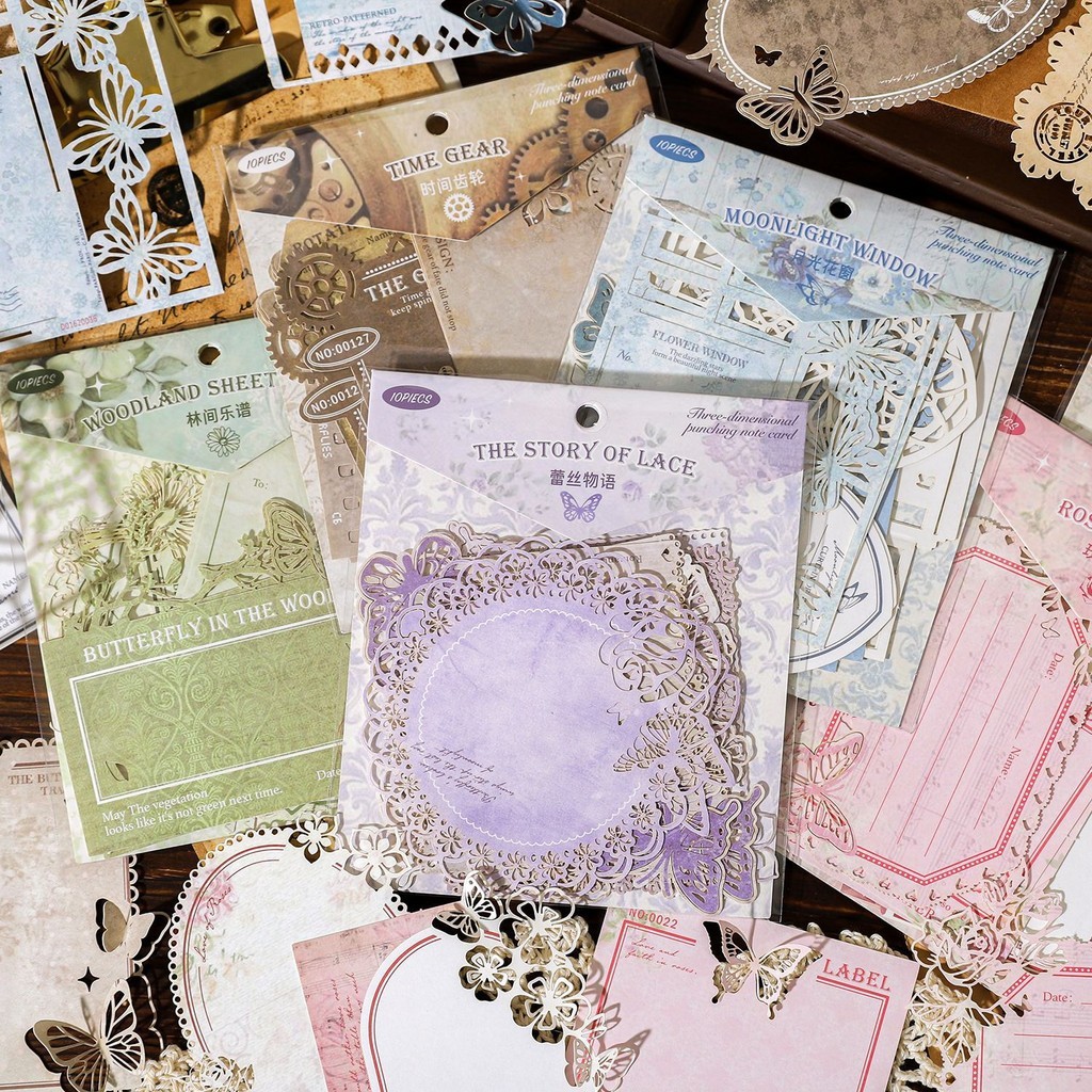 

Journamm 10pcs/pack Vintage Lace Materials Paper DIY Scrapbooking Collage Junk Journal Aesthetics Stationery Decor Craft Paper