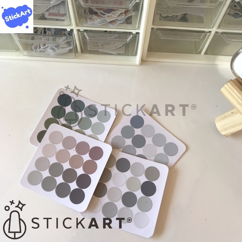 

[STICKART] Stiker Dot Bulat Dekorasi Bullet Journal/ Stiker Bulat Basic BAHAN DAN KWALITAS PREMIUM