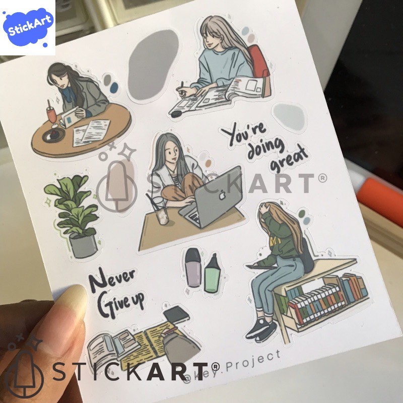 

[STICKART] Korean Sticker Set/ Aesthetic Sticker/ Study Sticker/ Stiker Jurnal BAHAN DAN KWALITAS PREMIUM