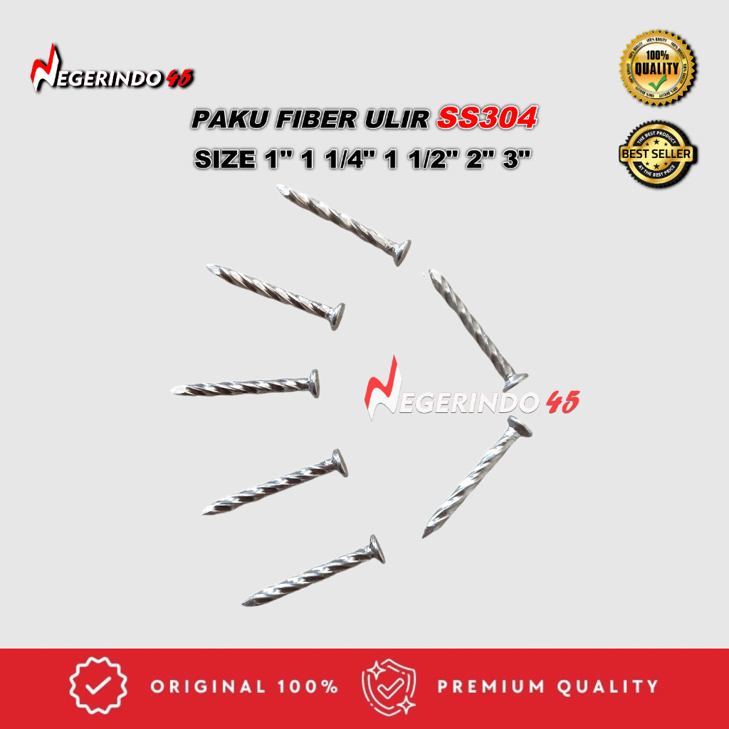 Paku Fiber Kapal SS304 1, 1¼, 1½, 2, 3" / Paku Ulir Stainless SS 304 Paku Ulir Paku Kayu Paku Tembok