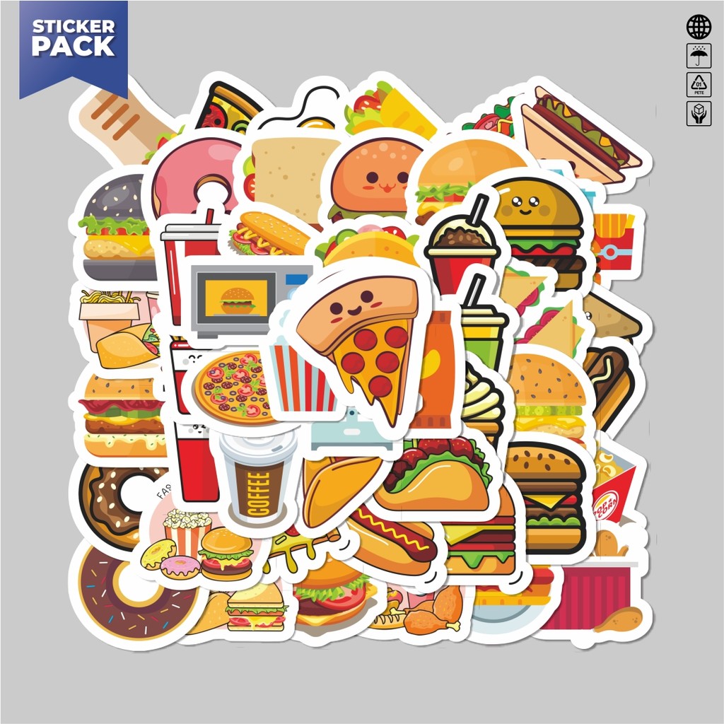 

[100PCS]Stiker Pack Sticker Kartun Makanan Hamburger Sticker Aesthetic Vinyl Anti Air Dekorasi Sticker Laptop Buku Journal Koper Helm Casing HP Gitar Helm Skateboard