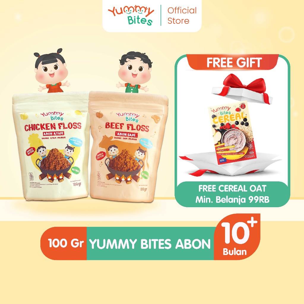 

NEW Yummy Bites Abon Mpasi & Anak 100 GR [Abon Ayam, Abon Sapi] - BB Booster - NO MSG PREMIUM