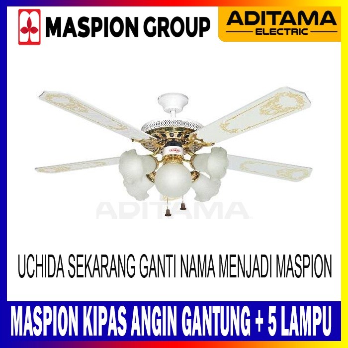 UCHIDA MASPION KIPAS ANGIN PLAFON 52inch 5 LAMPU/ CEILING FAN UCHIDA 52 Inch