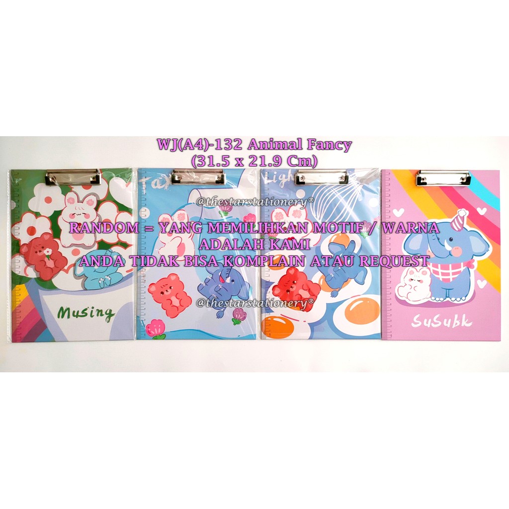 

(1 Biji) Clip Board Animal Fancy 31.5*21.9 Cm / Papan Ujian Animal A4 / Clipboard GXIMP WJ(A4)-132
