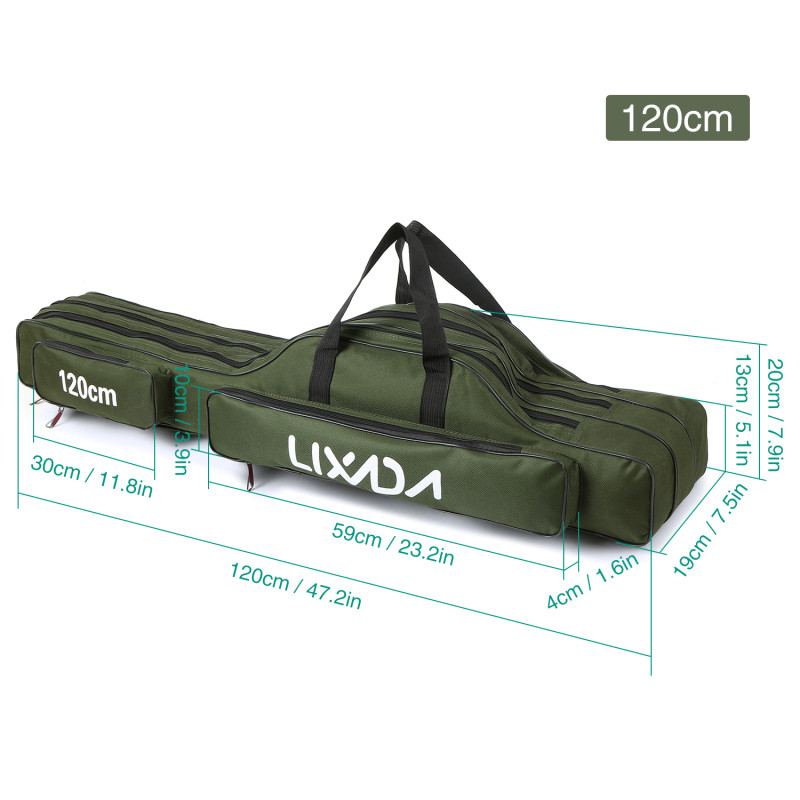 Lixada 90/120/150CM 3Layer Fishing Pole Bag Portable Fo g Rod Carry Case Fishing Reel Tackle Storage