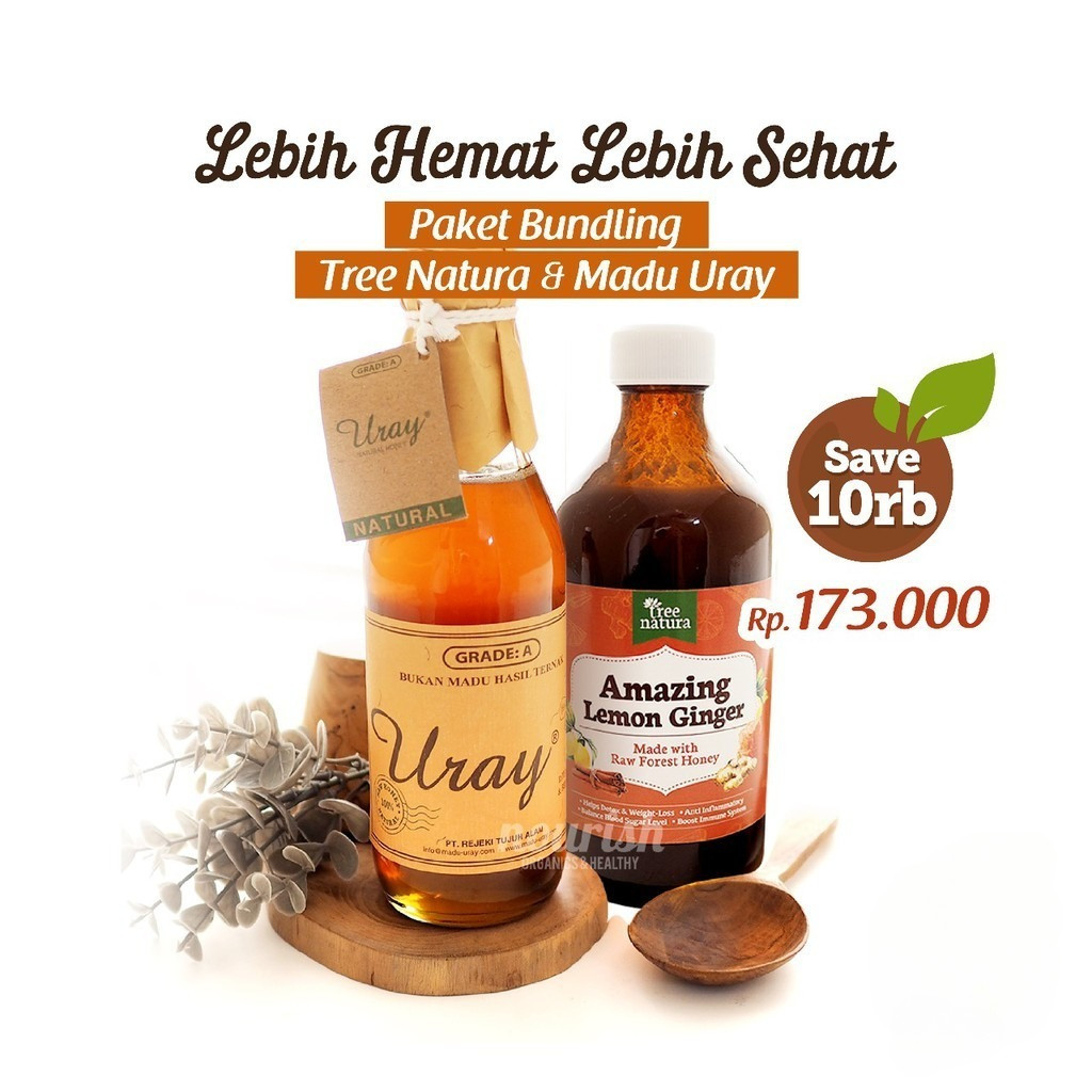 

ORGANIK - Paket Madu Uray + Tree Natura, Amazing Lemon Ginger 320 ml - SD2