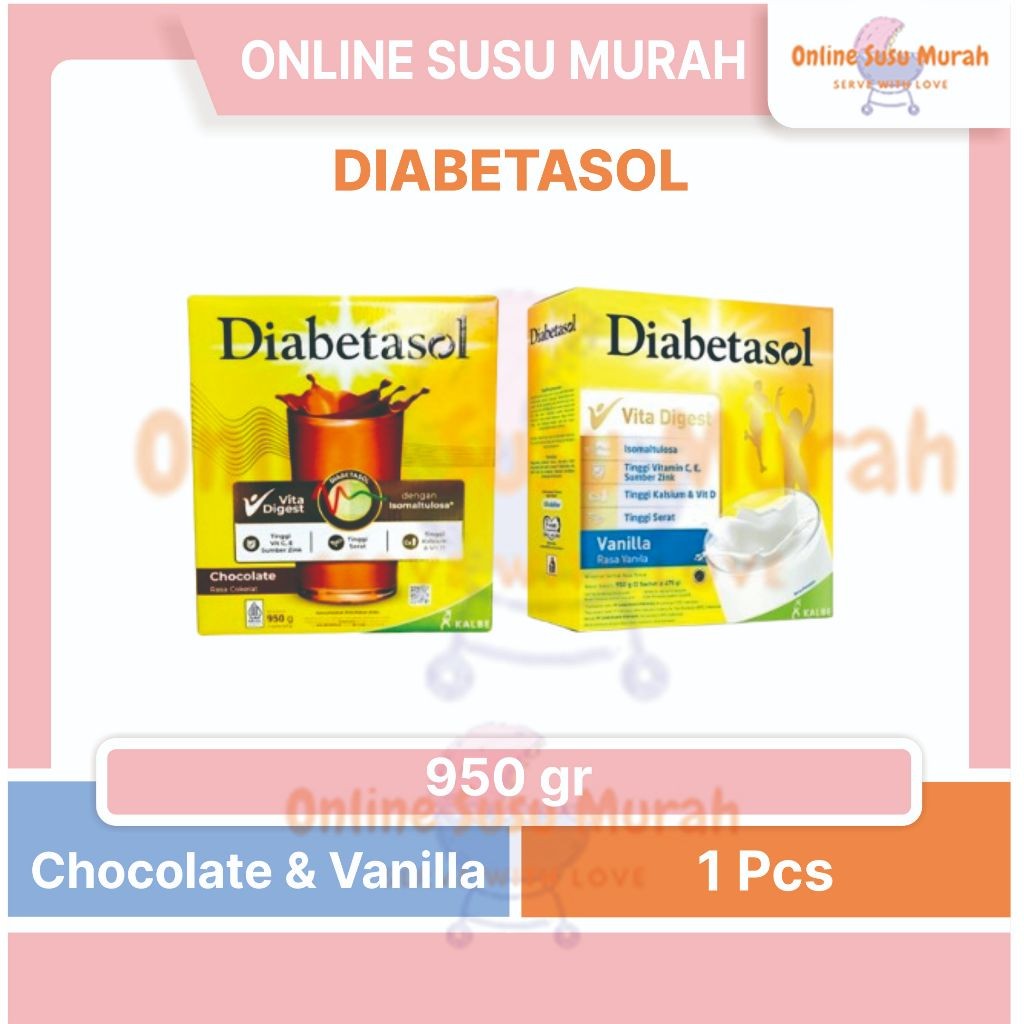 

DIABETASOL 950 GR COKLAT VANILA 950GR KEMASAN BARU SEBELUMNYA 1000GR 1000GR SSKD