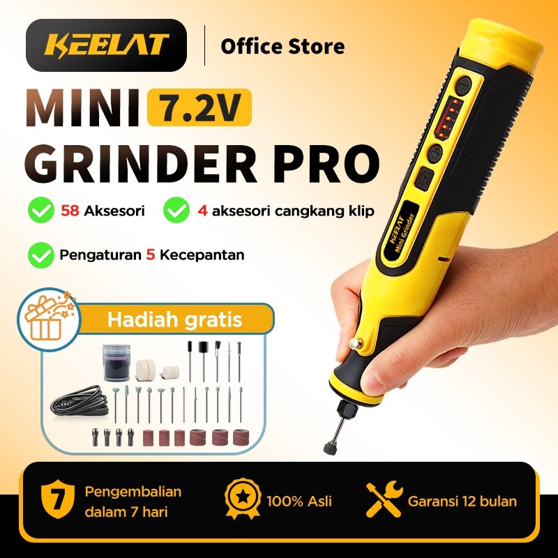 

【KEELAT 7.2V Mini Grinder】Alat Ukir Elektrik Mini Mesin Penggiling Bor Mini Grinda Bor Listrik Penghalus-Alat Gerinda Ukiran Kerajinan Tangan Mesin Poles Baterai