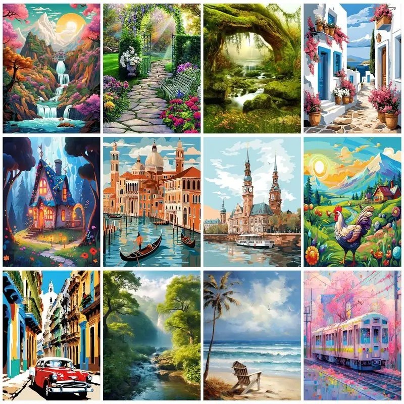 

Oil Painting By Numbers Drawing On Canvas With Frame Wall Art Picture Landscape Handicraft Handiwork Art Painting De