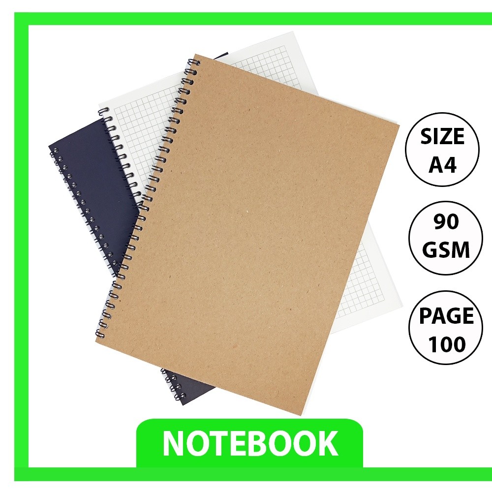 

NOTEBOOK A4/ BOOKPAPER/JURNAL/BUKU CATATAN/NOTEPAD/Buku Tulis Spiral GRID/KOTAK2 DOT/TITIK2 BLANK/POLOS