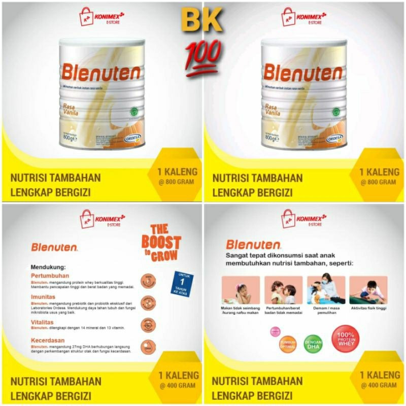 

BLENUTEN RASA VANILA 400 gr / 800 gr Susu Pertumbuhan Untuk Anak Usia 1 - 12 tahun