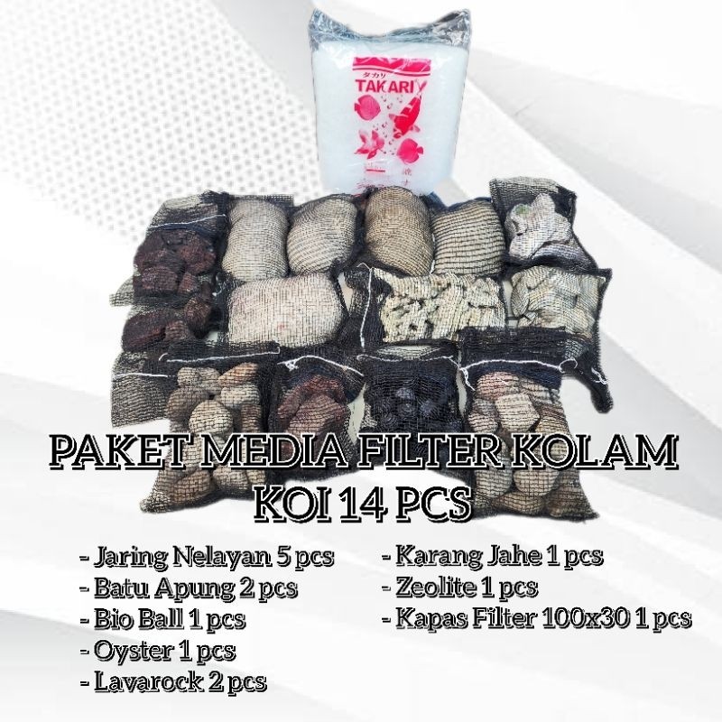 14 Pcs Media Filter Kolam Koi Paket Hemat Siap Pakai Media Filterasi Kolam Ikan Hias