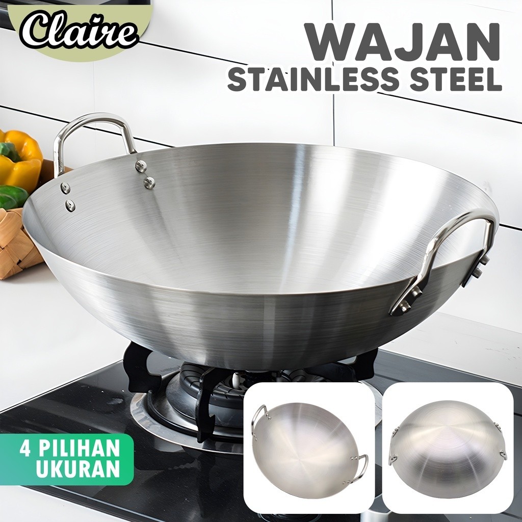 PANCI WAJAN STAINLESS STEEL / PANCI WAJAN ANTI LENGKET / WAJAN BULAT / OMICKO