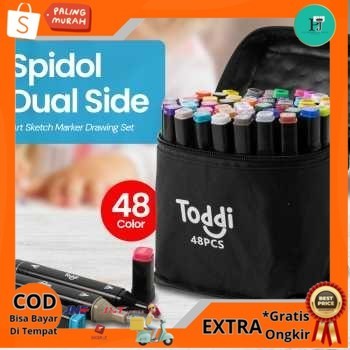 

Toddi Spidol Dual Side Fine Art Marker Brush Double Tip 1.0mm 6.0mm 24 Warna - CY-006
