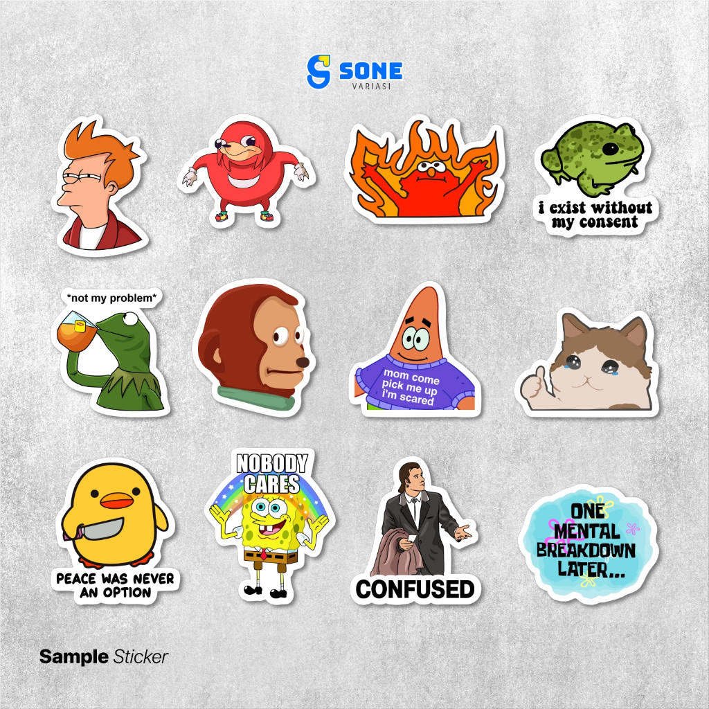 

Stiker Pack Kartun Lucu MEME Paper Vinyl Waterproof Sticker Koper Laptop Diary Buku Journal