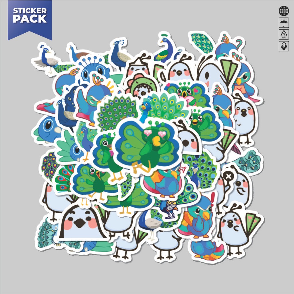 

[100PCS]Stiker Pack Stiker Hewan Burung Merak Aesthetic Vinyl Anti Air Dekorasi Sticker Laptop Buku Journal Koper Helm Casing HP Gitar Helm Skateboard