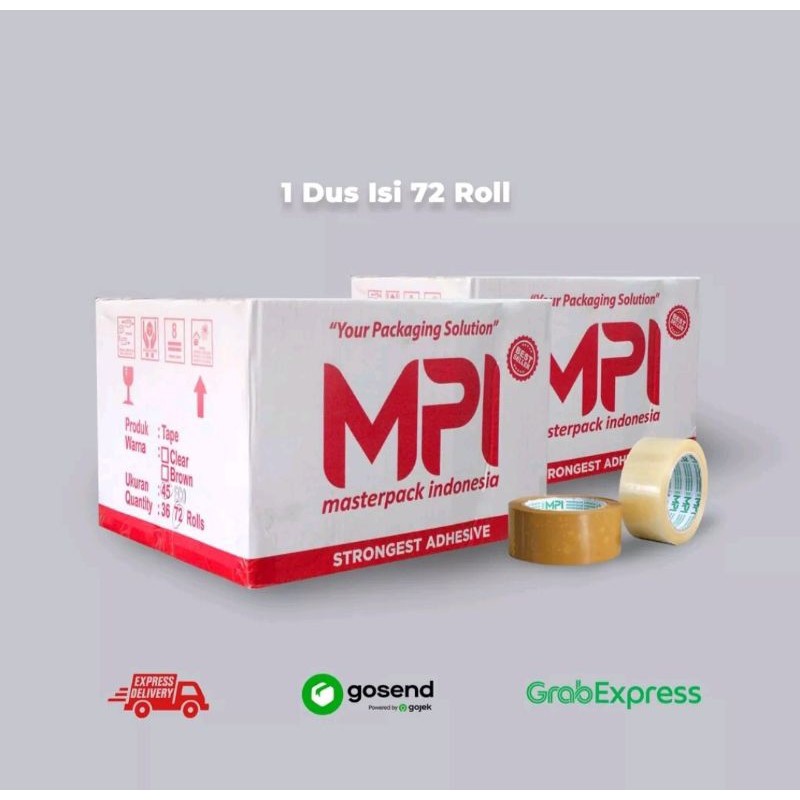 

perdus lakban bening coklat MPI ekonomis 45mm X 100 yard 1 Dus isi 72 roll