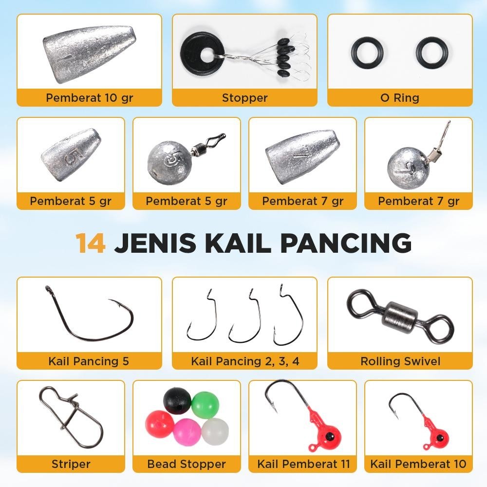 Best seller Set Kail Pancing Timah Kili Kili / Kail Pancing Fishing Hook Tackle Box Set 148 PCS -