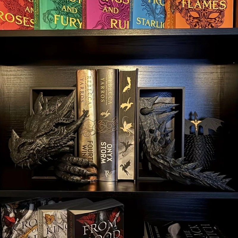 

1Pc Gothic Dragon Bookends, 3D Horror Dragon Decorative Bookends Resin Dragon Bookends Creative Sculpture Bookends