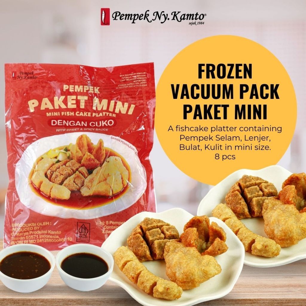 

Pempek Ny. Kamto Frozen Paket Mini Isi 8 pcs pempek campur ukuran mini dengan Cuko