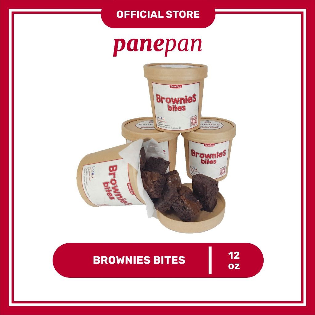 

BROWNIES BITES Cup By Panepan /FUDGY BROWNIES PREMIUM 12oz / Potong dadu / DARK CHOCOLATE