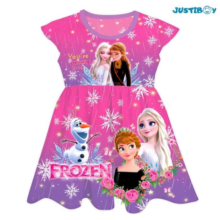 Daster Baju Anak Perempuan Elsa Frozen / Dress Fashion Anak Cewek Princess Umur 4 - 10 Tahun [ABEL] 