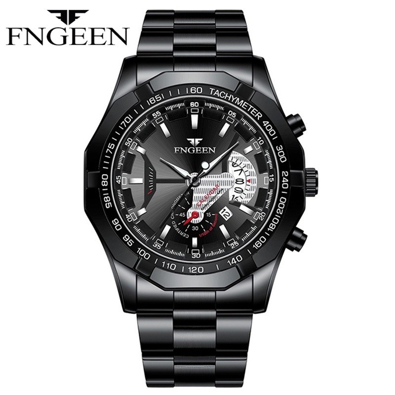 FNGEEN S001 Jam Tangan Pria Anti Air Original 100% Stainless Steel Olahraga Luxury Quartz Watch