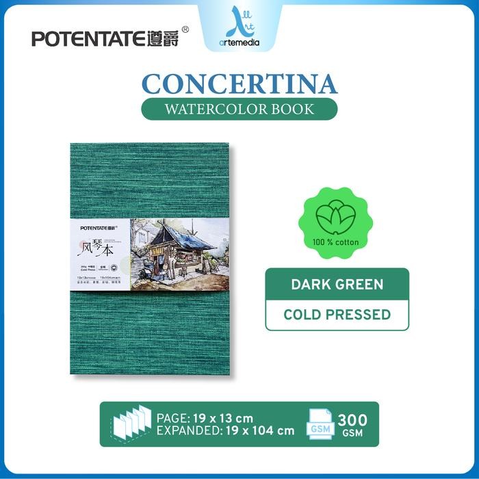 

【M-MT】FLASH SALE!!! Potentate Watercolor Paper Cotton Concertina Book Kertas Cat Air - CP D.GREEN