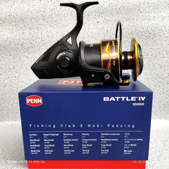 Reel Spinning PENN Battle IV 2000 3000 4000 5000 6000 8000 10000 Power Handle, Hydro Armour, 100% Or