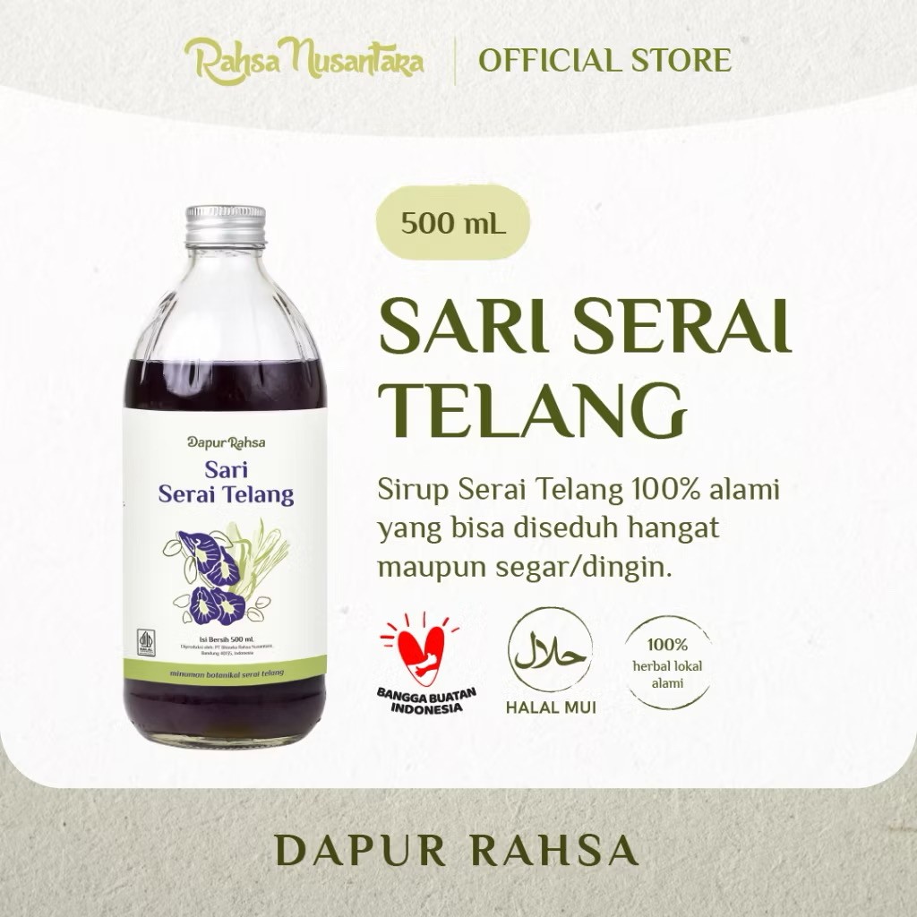 

Sari Serai Telang 500mL | BPOM - Jamu Sirup Herbal Tradisional by Rahsa Nusantara | Meningkatkan Daya Ingat | Mengandung Antioksidan | Membantu Mengatasi Gangguan Kecemasan