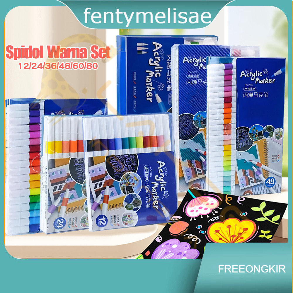 

fentymelisae ​​Lakoe​​ Acrylic Marker Spidol Akrilik Set DIY Painting Spidol Warna Highlight Drawing