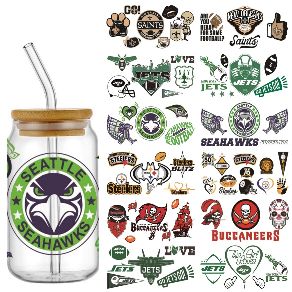 

Miniso 16oz 3D UV DTF Wraps Transfer Sport Sticker DIY Waterproof Wrap Transfers Decals For Coffee Cup Beer Glasses Mug Sports